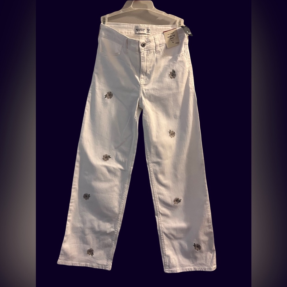 Abercrombie Kids Wide Leg White Jeans